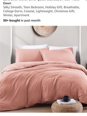Rose Dawn Linen Duvet Cover Set - Blush Pink